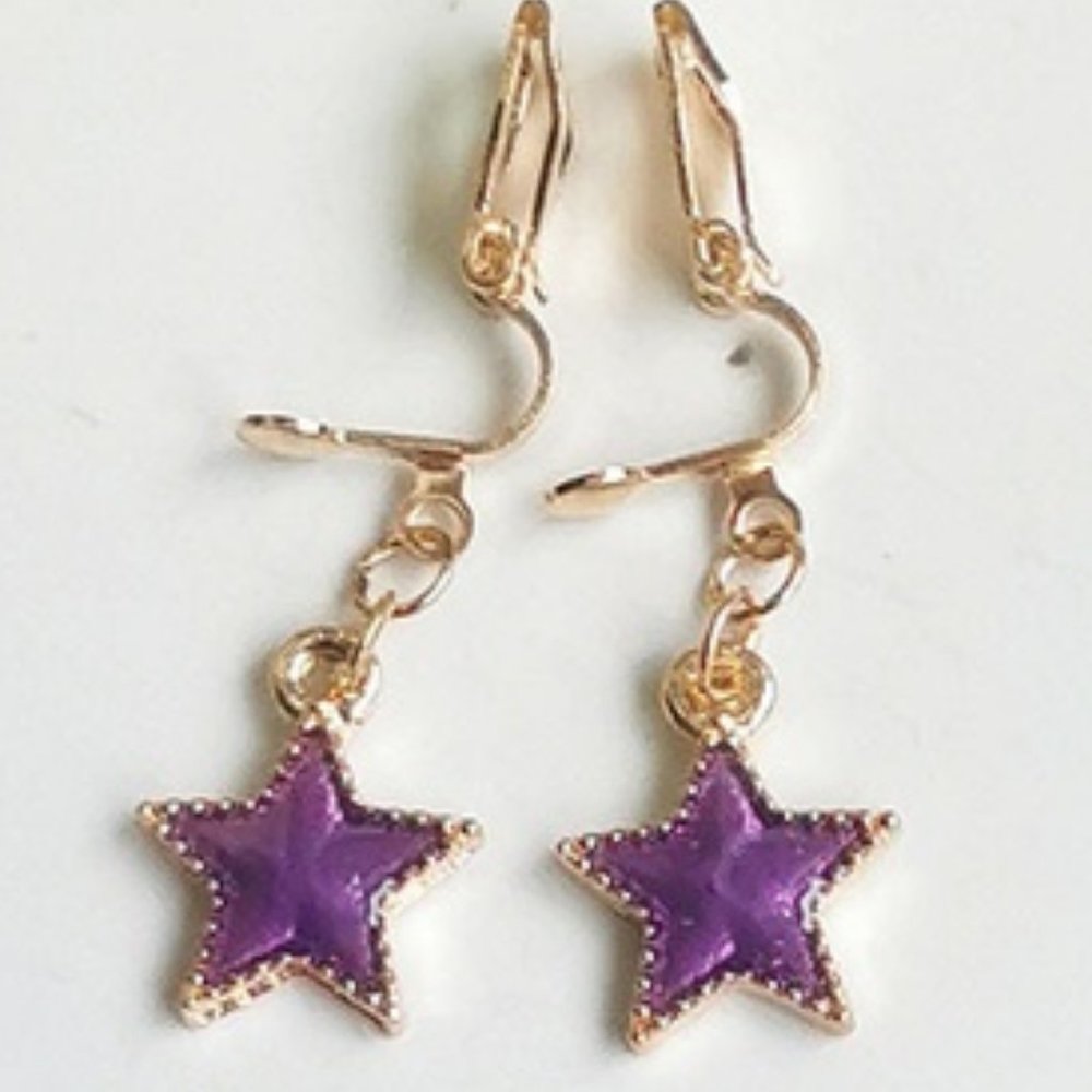 NEW STAR Small CLIP-ON EARRINGS YOU PICK COLOR! - Pretty CLIP ON